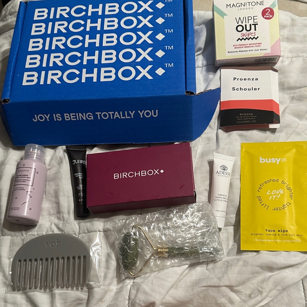 Birchbox Makeup & Skin Products with Gray Comb